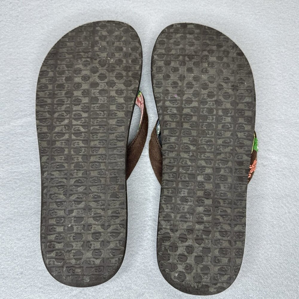 Sanuk Womens Sandals Yoga Mat Paradise Flip Flops  Brown Thong Sz 9 Flat Slip On - Picture 5 of 6